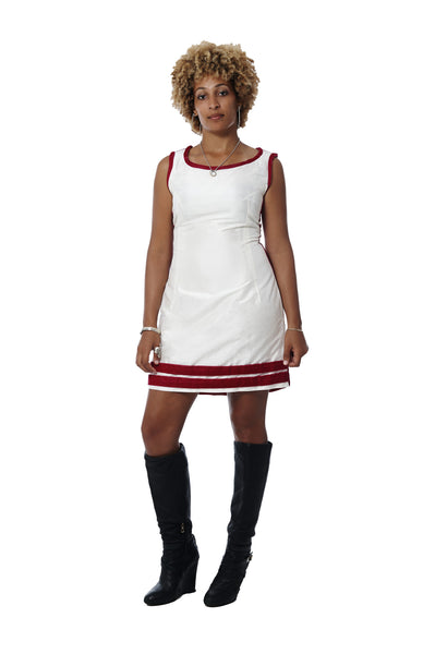 Shantung Silk & Silk Velvet Shift Dress